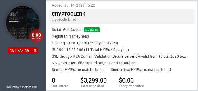 HYIPLogs.com widget for cryptoclerk.net