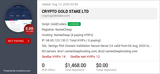 Onic.top info about cryptogoldstake.com