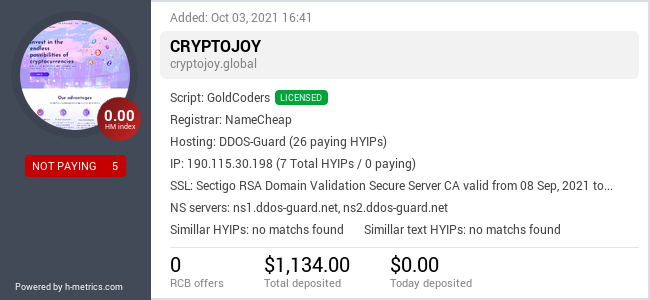 HYIPLogs.com widget for cryptojoy.global
