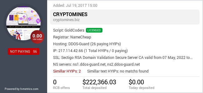 HYIPLogs.com widget for cryptomines.biz