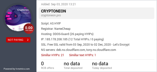HYIPLogs.com widget for cryptoneon.pro