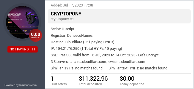 Onic.top info about cryptopony.cc