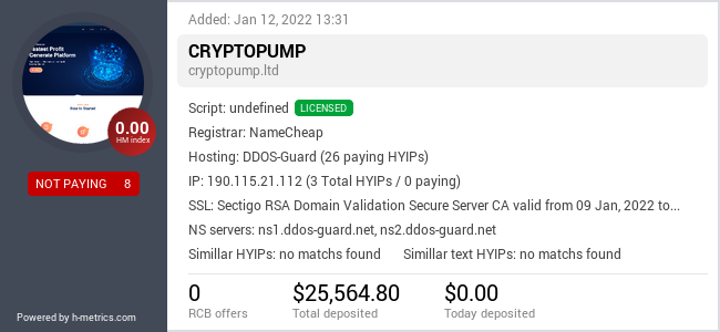 HYIPLogs.com widget for cryptopump.ltd