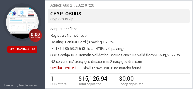 Onic.top info about cryptorous.vip