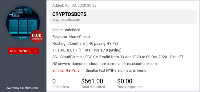 Onic.top info about cryptosbots.com
