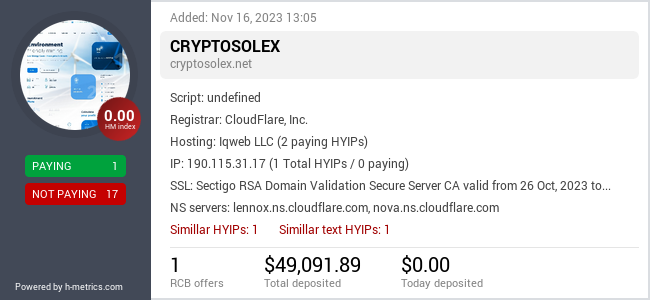 Onic.top info about cryptosolex.net