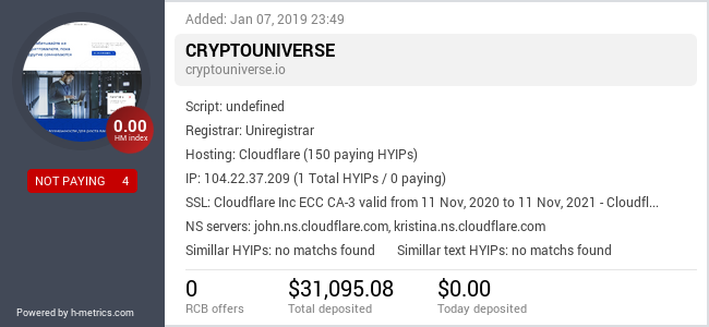 Onic.top info about cryptouniverse.io