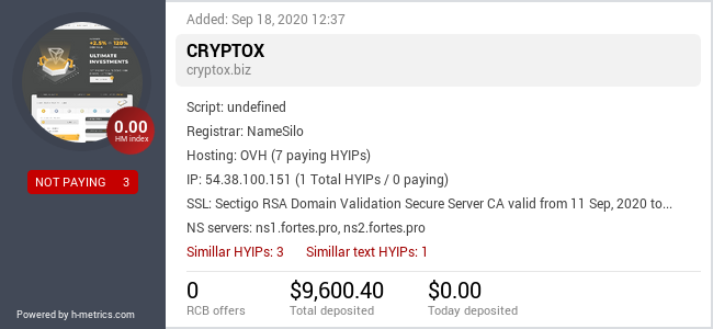 Onic.top info about cryptox.biz