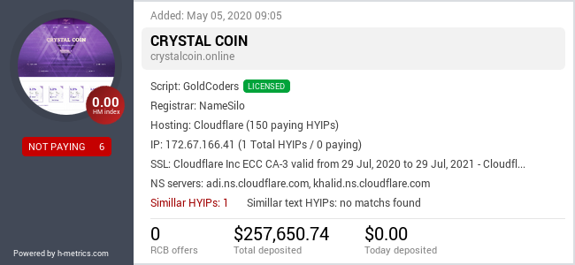 Onic.top info about crystalcoin.online