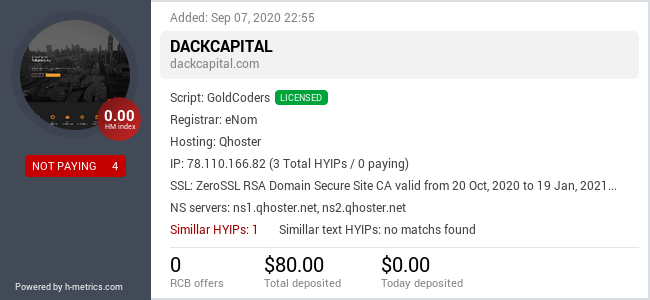 HYIPLogs.com widget for dackcapital.com