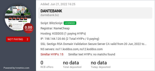 Onic.top info about dantebank.biz