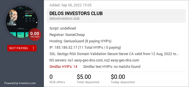 Onic.top info about delosinvestors.club