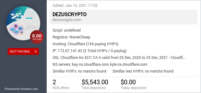 Onic.top info about dezuscrypto.com