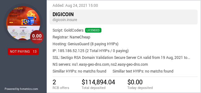 Onic.top info about digicoin.insure