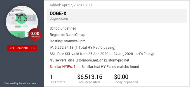 HYIPLogs.com widget for doge-x.com