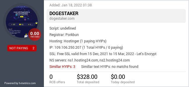 HYIPLogs.com widget for dogestaker.com