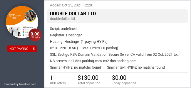 HYIPLogs.com widget for doubledollar.ltd