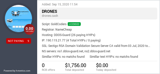 HYIPLogs.com widget for drones.cash