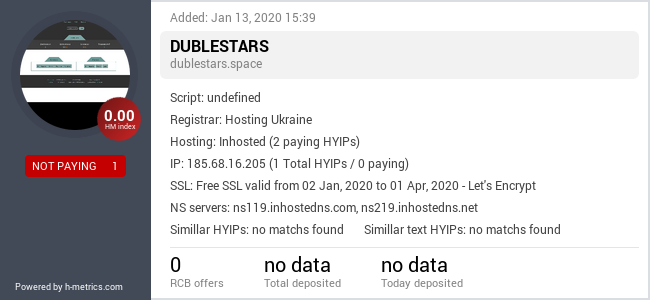 HYIPLogs.com widget for dublestars.space