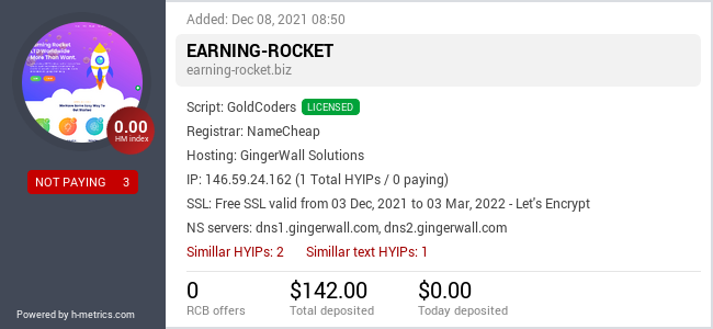HYIPLogs.com widget for earning-rocket.biz