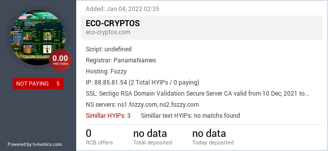 HYIPLogs.com widget for eco-cryptos.com