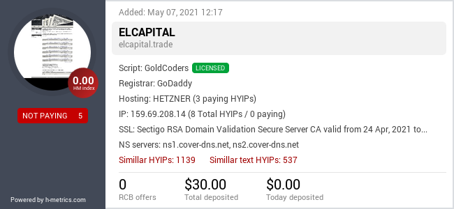 HYIPLogs.com widget for elcapital.trade