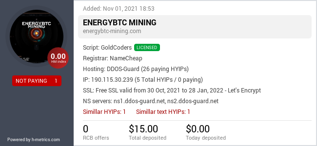HYIPLogs.com widget for energybtc-mining.com