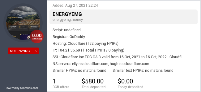 HYIPLogs.com widget for energyemg.money