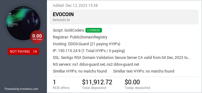 Onic.top info about evocoin.io