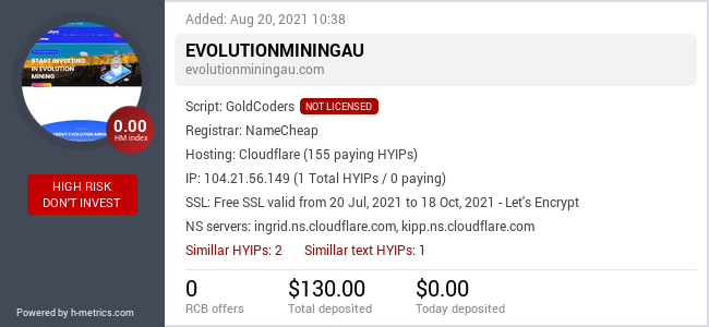 HYIPLogs.com widget for evolutionminingau.com
