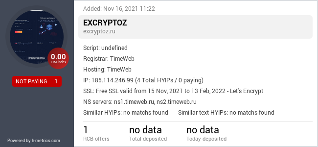 HYIPLogs.com widget for excryptoz.ru
