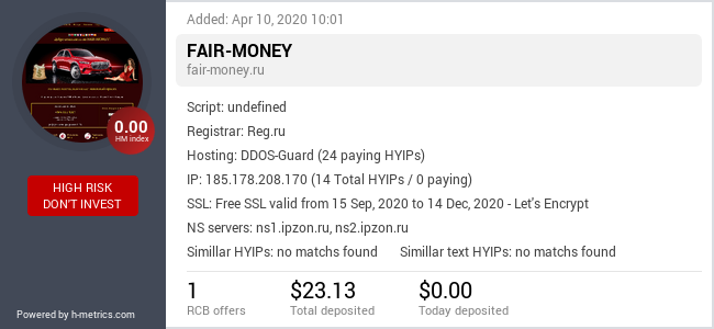 HYIPLogs.com widget for fair-money.ru