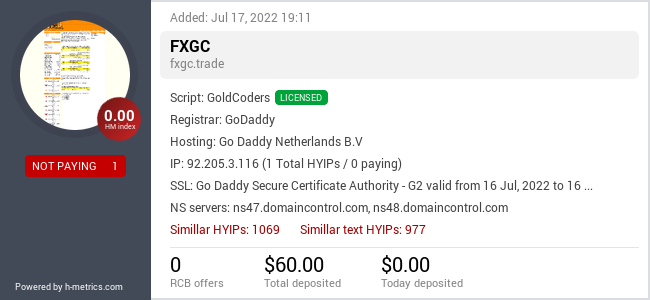 HYIPLogs.com widget for fxgc.trade