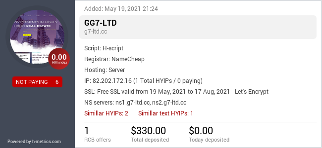 HYIPLogs.com widget for g7-ltd.cc