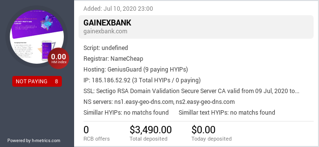 Onic.top info about gainexbank.com