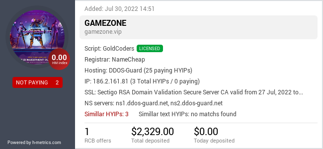 HYIPLogs.com widget for gamezone.vip