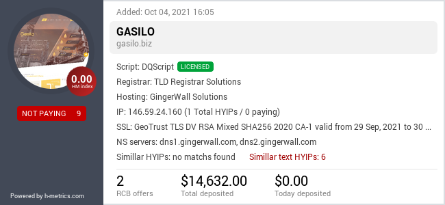 HYIPLogs.com widget for gasilo.biz