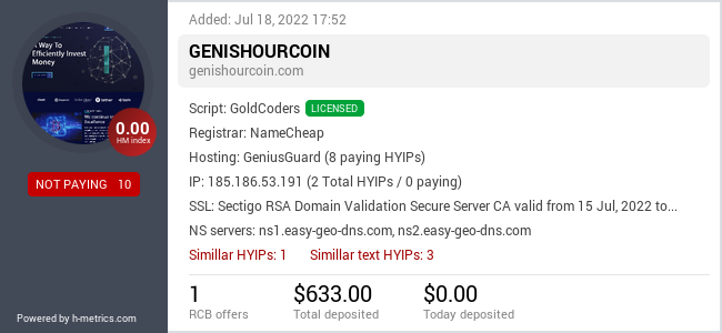 Onic.top info about genishourcoin.com
