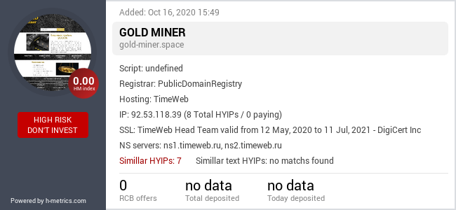 HYIPLogs.com widget for gold-miner.space