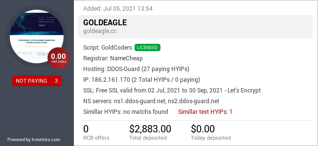 HYIPLogs.com widget for goldeagle.cc