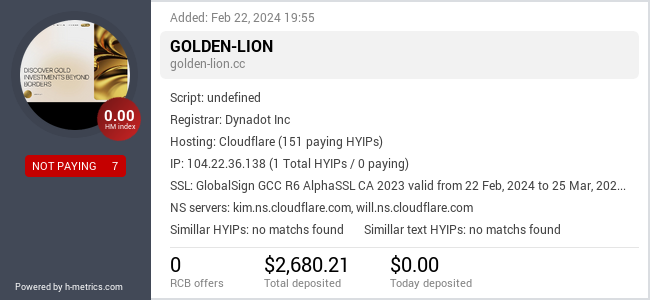 Onic.top info about golden-lion.cc