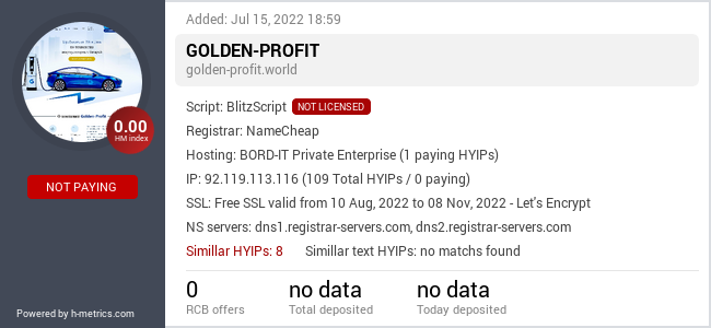 HYIPLogs.com widget for golden-profit.world