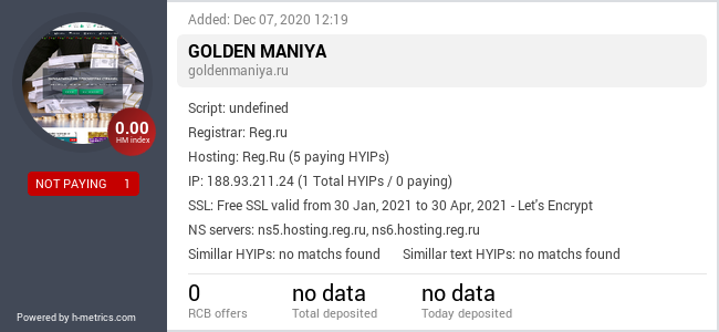 HYIPLogs.com widget for goldenmaniya.ru
