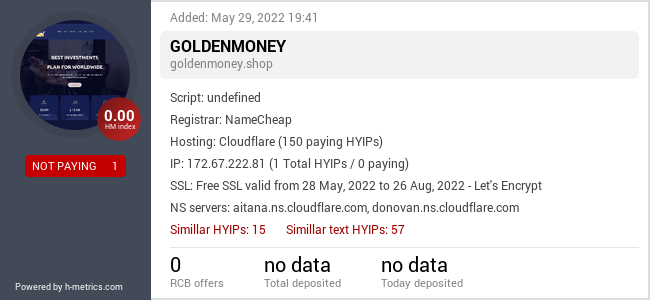 HYIPLogs.com widget for goldenmoney.shop