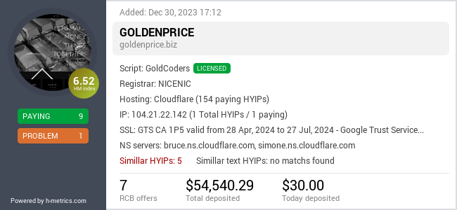 Onic.top info about goldenprice.biz