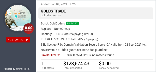 HYIPLogs.com widget for goldstrade.com