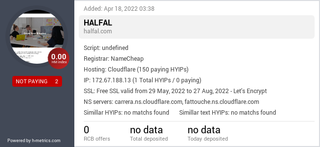 HYIPLogs.com widget for halfal.com