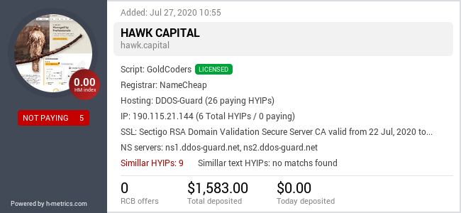 Onic.top info about hawk.capital