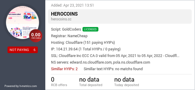 HYIPLogs.com widget for herocoins.cc