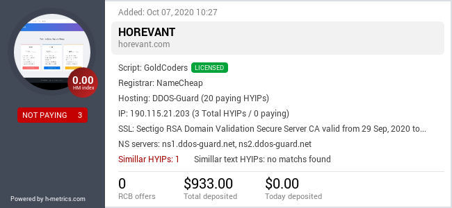 Onic.top info about horevant.com